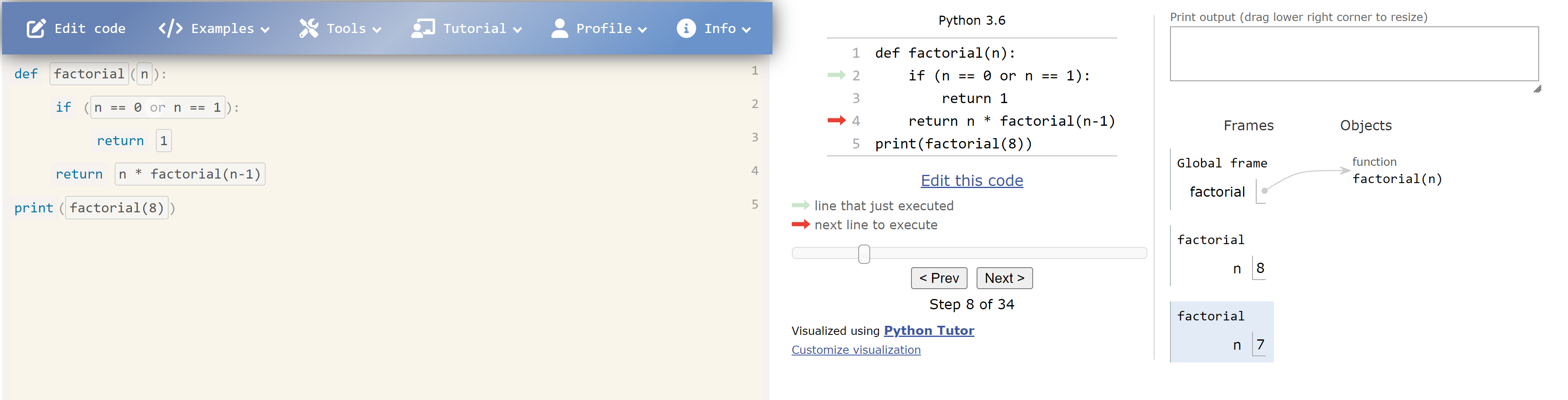 Python Tutor Interface