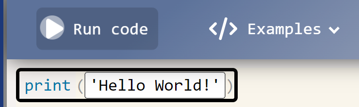 Typing &lsquo;Hello World!&rsquo; into input