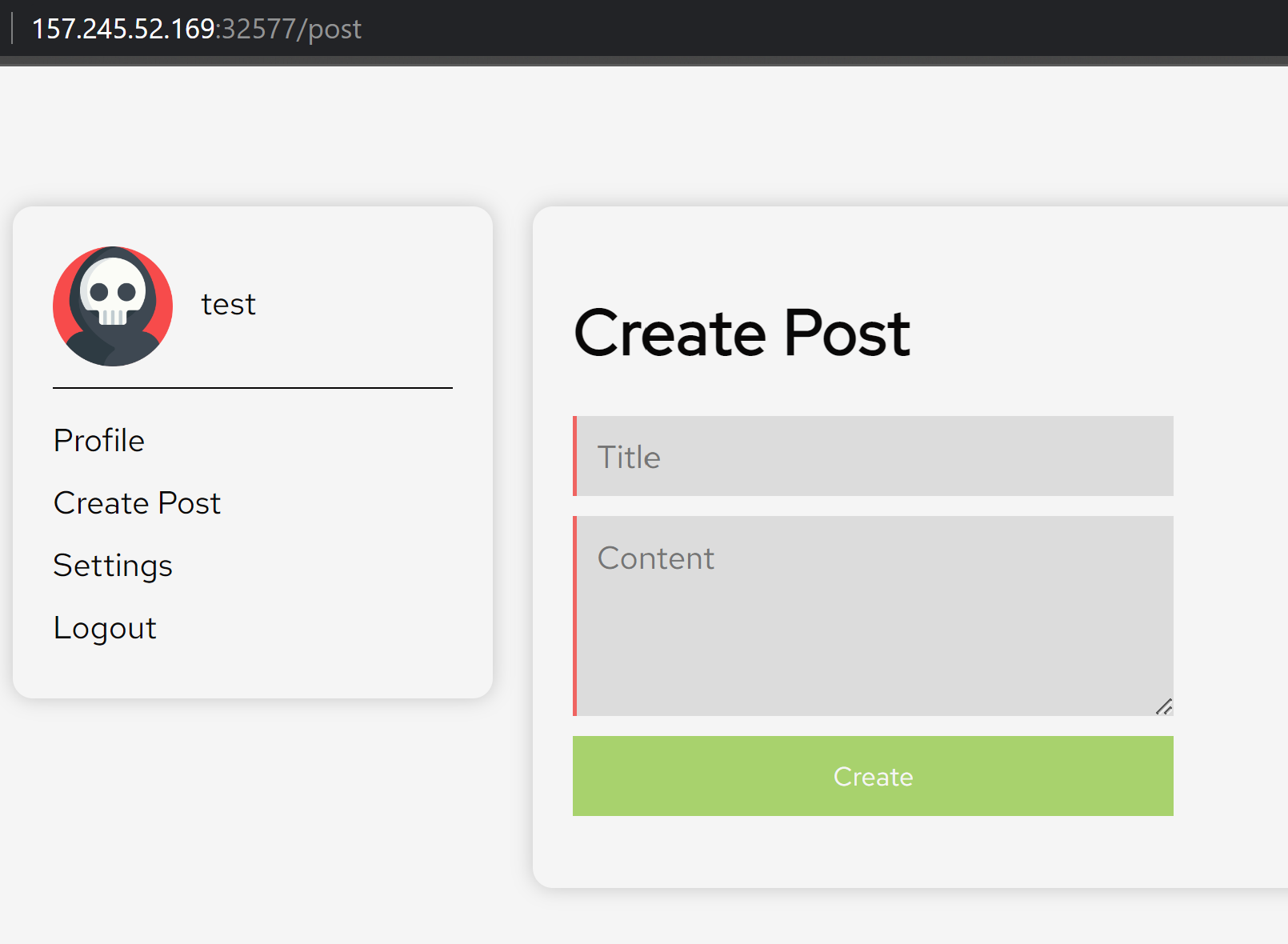 Create Post Page