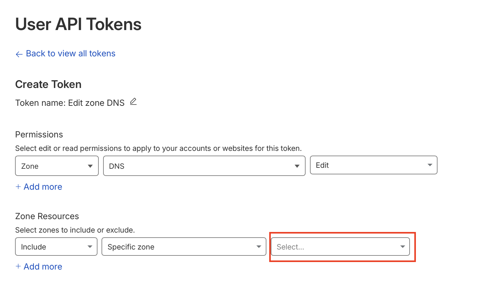 Cloudflare Zone Selection