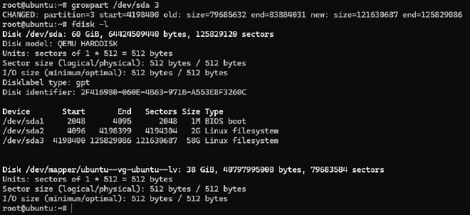 growpart /dev/sda 3