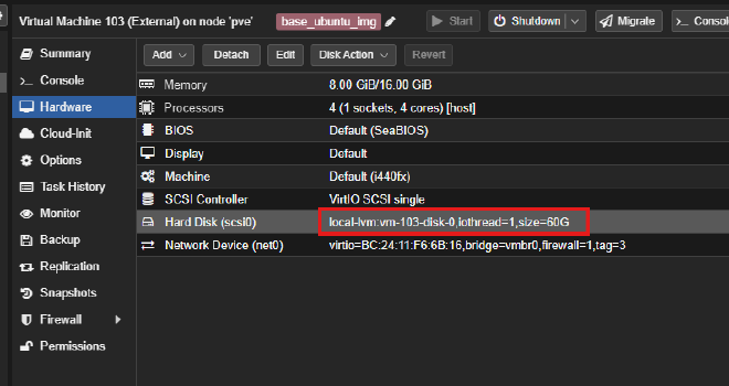 New Disk Size
