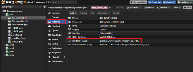 Select Hard disk to expand