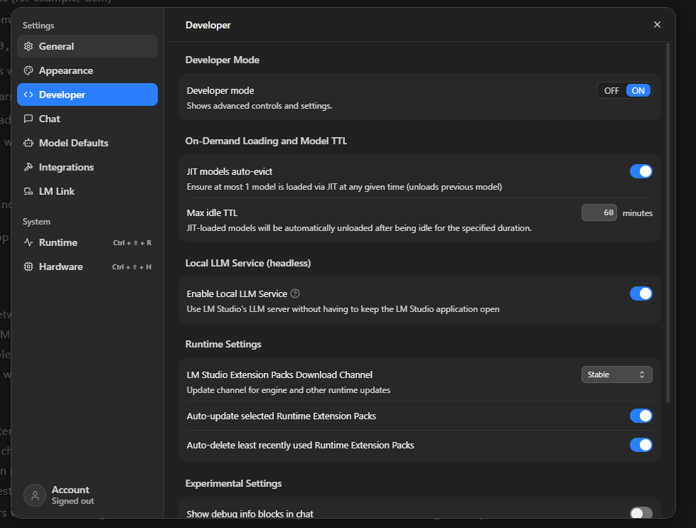 Developer Mode Toggle