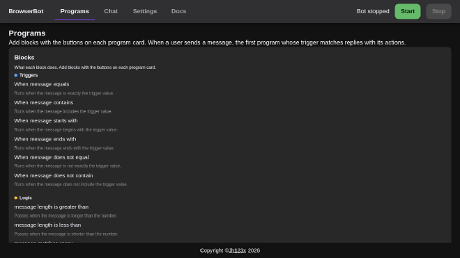 Block-based implementation with the palette, samples, and program cards