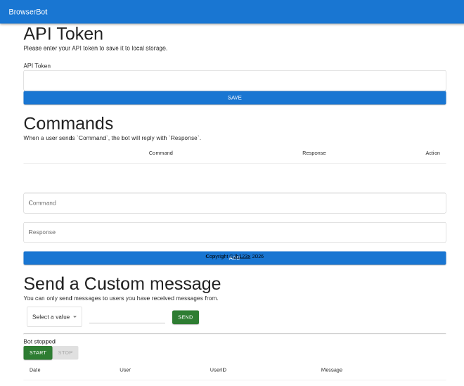 Command-based interface with the command table and logs